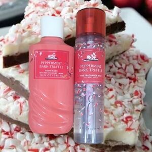 Bath & Body Works Peppermint Bark Truffle Body Wash and Fine Fragrance Mist Set